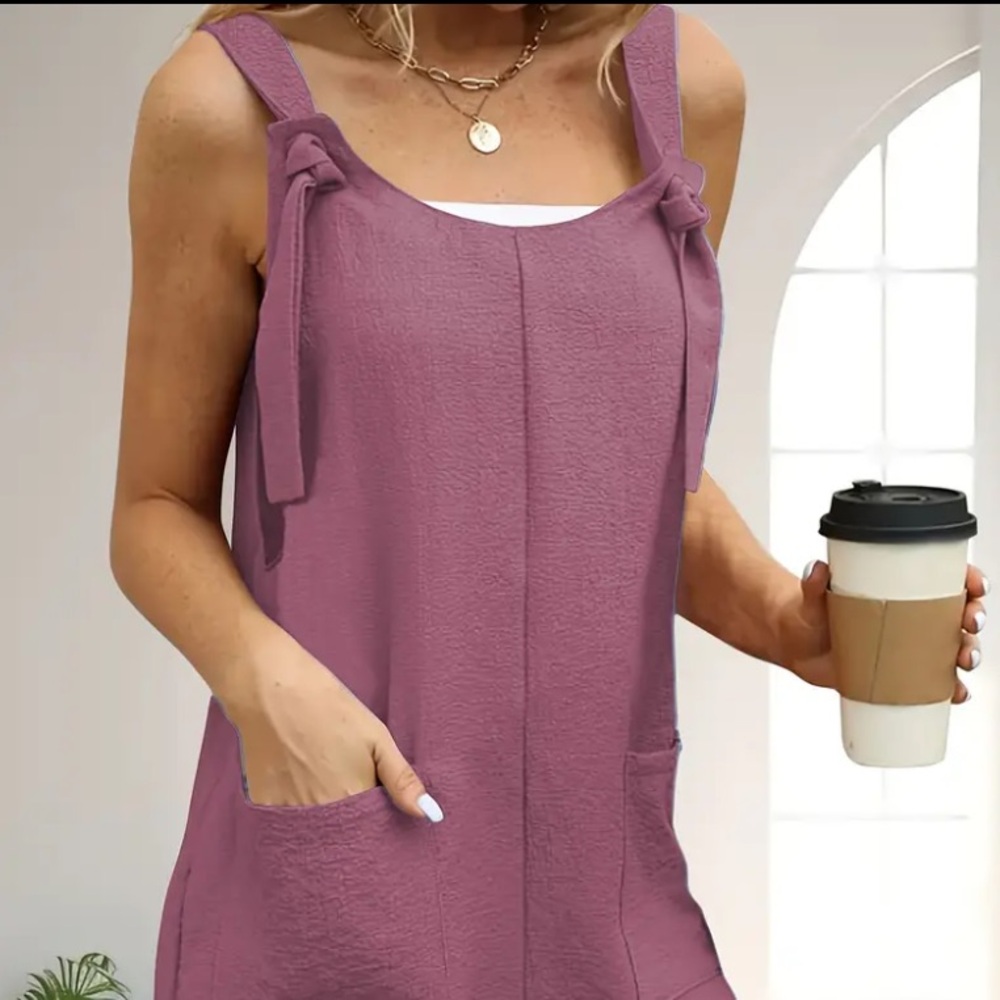 Casual Solid Lounge Romper - Rouge